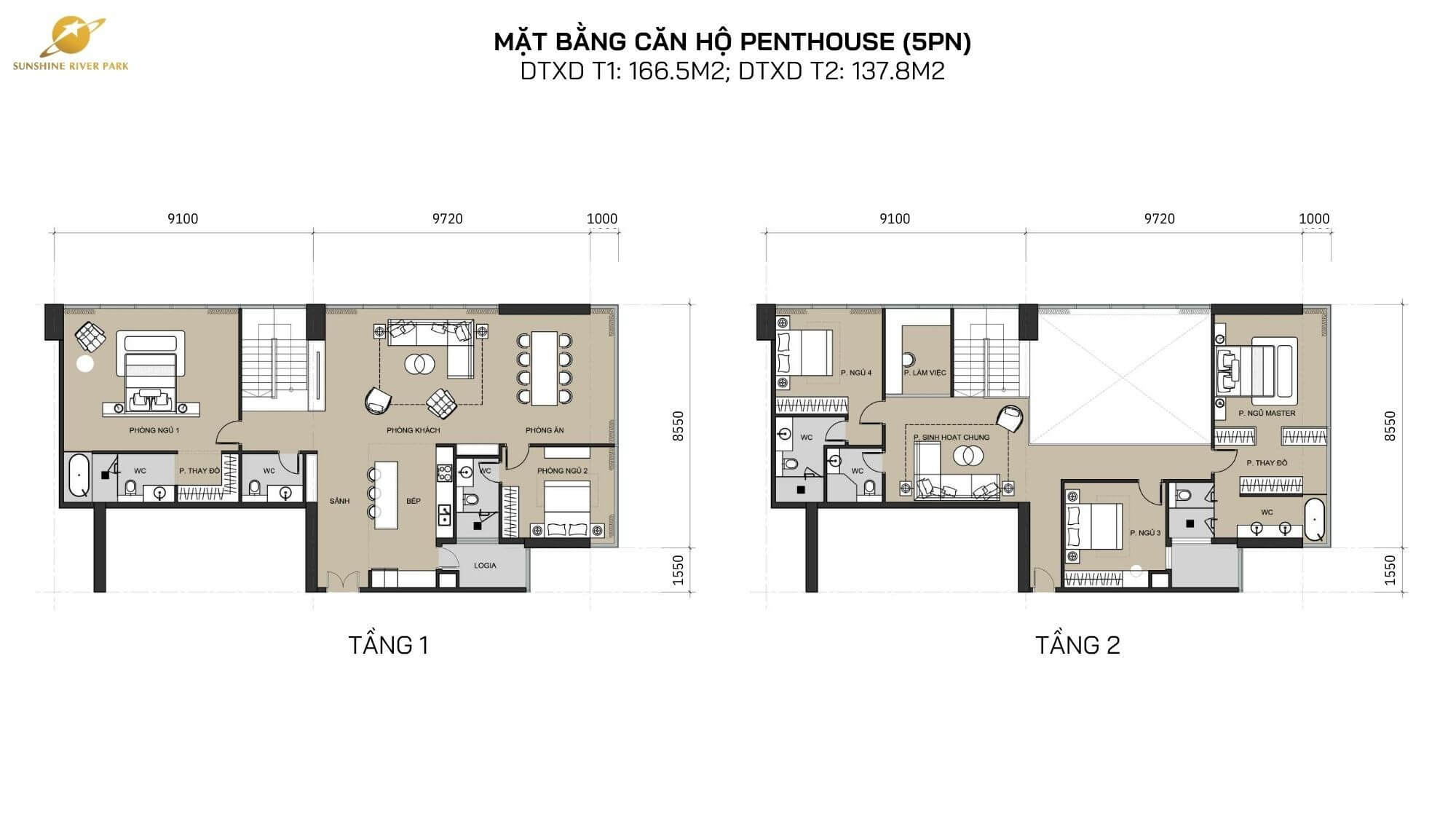 thiết kế căn hộ sunshine river park ciputra