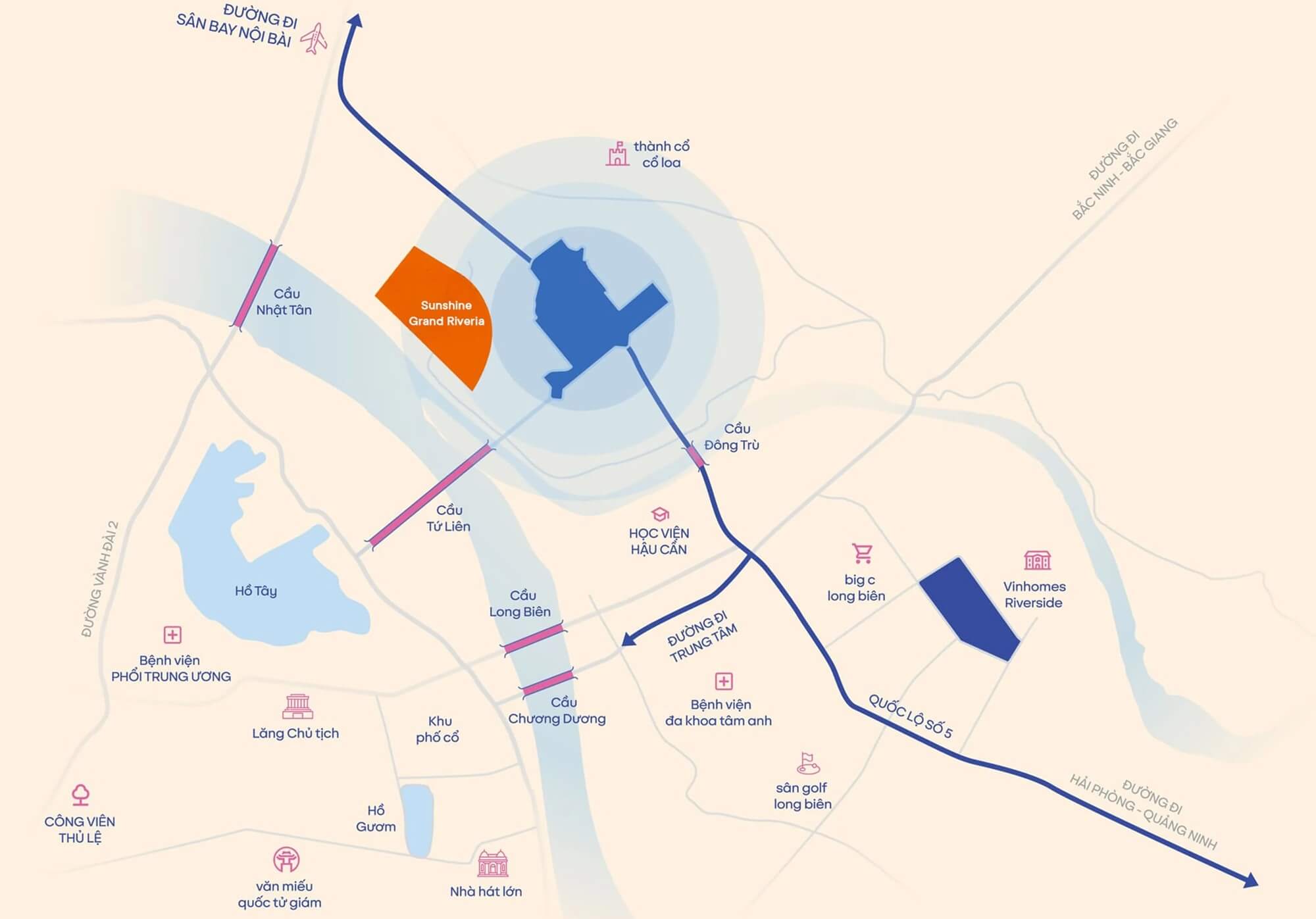 vị trí dự án the grand riveria tàm xá đông anh